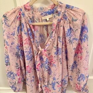 LOVE SHACK FANCY WILLOW BLOUSE PINK S